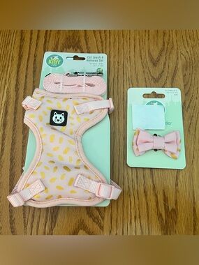 Kitty City Cat Pink with Gold Flecks Leash, Harness & Collar Slider Set
